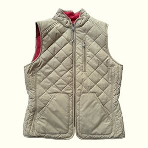 Lauren Ralph Lauren Reversible Quilted Puffy Vest Khaki/Pink Women’s Size Large